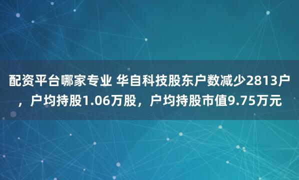 配资平台哪家专业 华自科技股东户数减少2813户，户均持股1.06万股，户均持股市值9.75万元