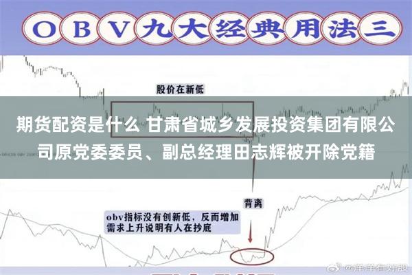 期货配资是什么 甘肃省城乡发展投资集团有限公司原党委委员、副总经理田志辉被开除党籍