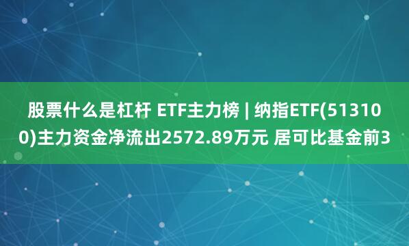 股票什么是杠杆 ETF主力榜 | 纳指ETF(513100)主力资金净流出2572.89万元 居可比基金前3