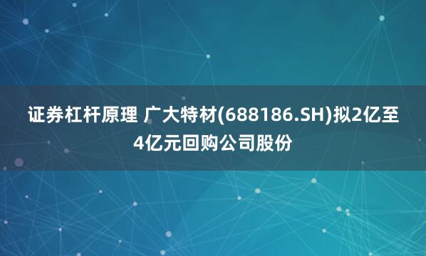 证券杠杆原理 广大特材(688186.SH)拟2亿至4亿元回购公司股份