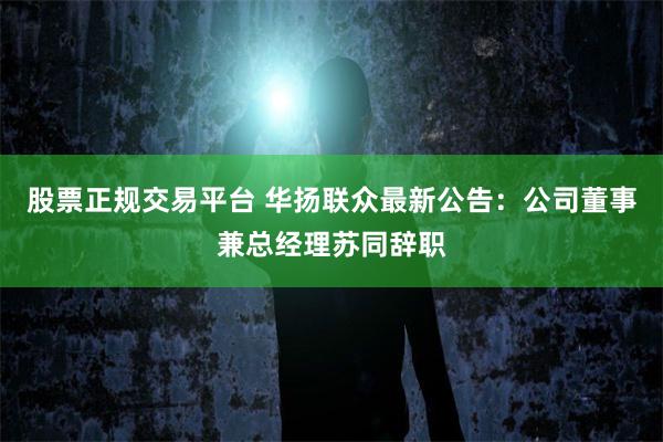 股票正规交易平台 华扬联众最新公告：公司董事兼总经理苏同辞职