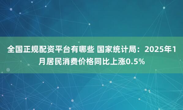 全国正规配资平台有哪些 国家统计局：2025年1月居民消费价格同比上涨0.5%